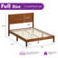 Structure de lit double en bois massif Mid Mid Century avec support en lattes de bois brun-1904663216-1904663223