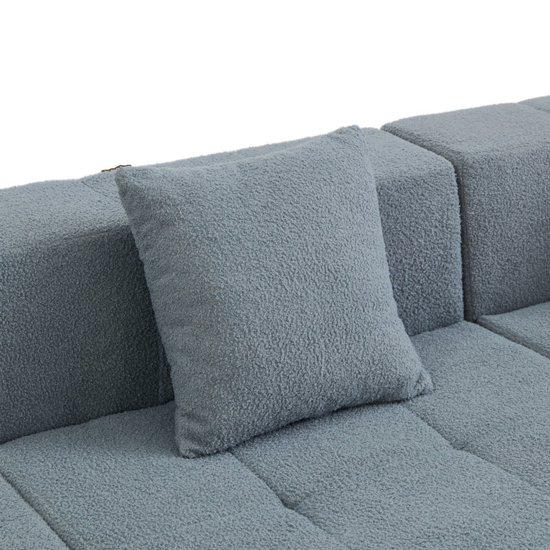 Shaped Convertible Modular Couch,6-Seater  Boneless Couches For Living Room, Apartment, No Assembly,Gray