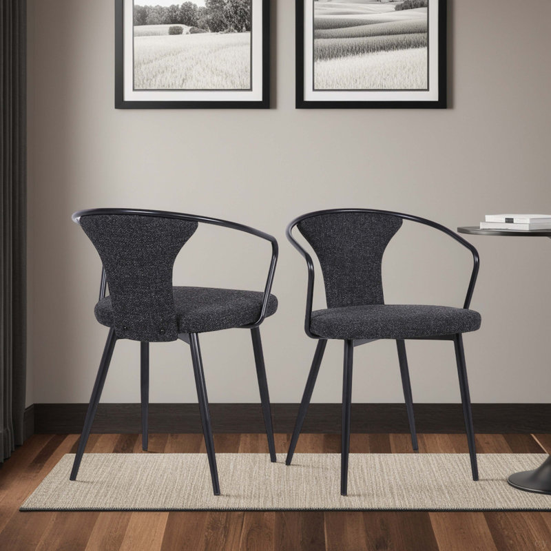 Chaise de salle à manger contemporaine en finition thermolaquée noire et tissu noir