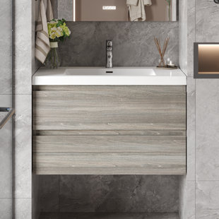  Angela 30 inch Fully Assembled Single Floating Bathroom Vanity with Solid Surface Sink