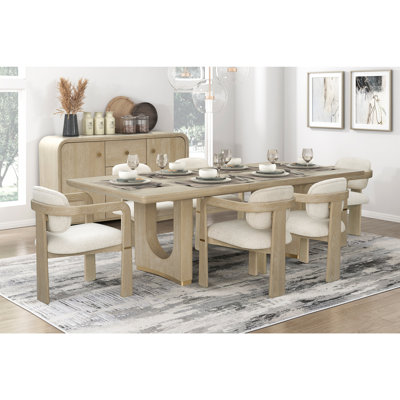 Table de salle à manger moderne avec finition chêne 7pc