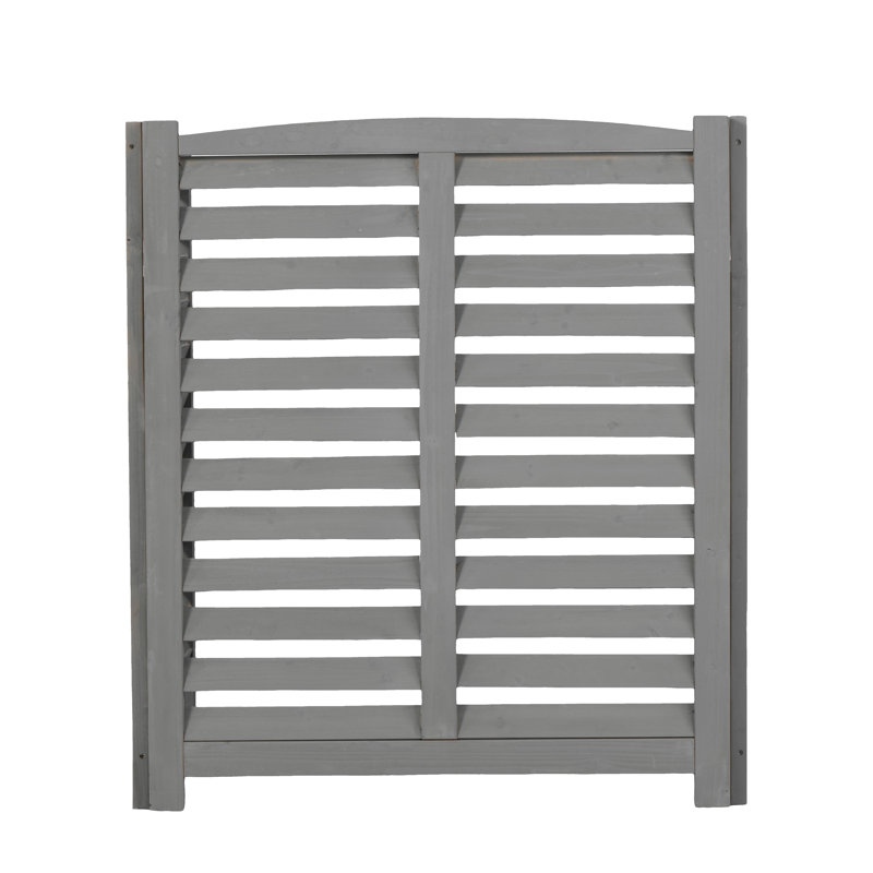 Kellan Outdoor 3-Panel Wooden Privacy Screen, Gray