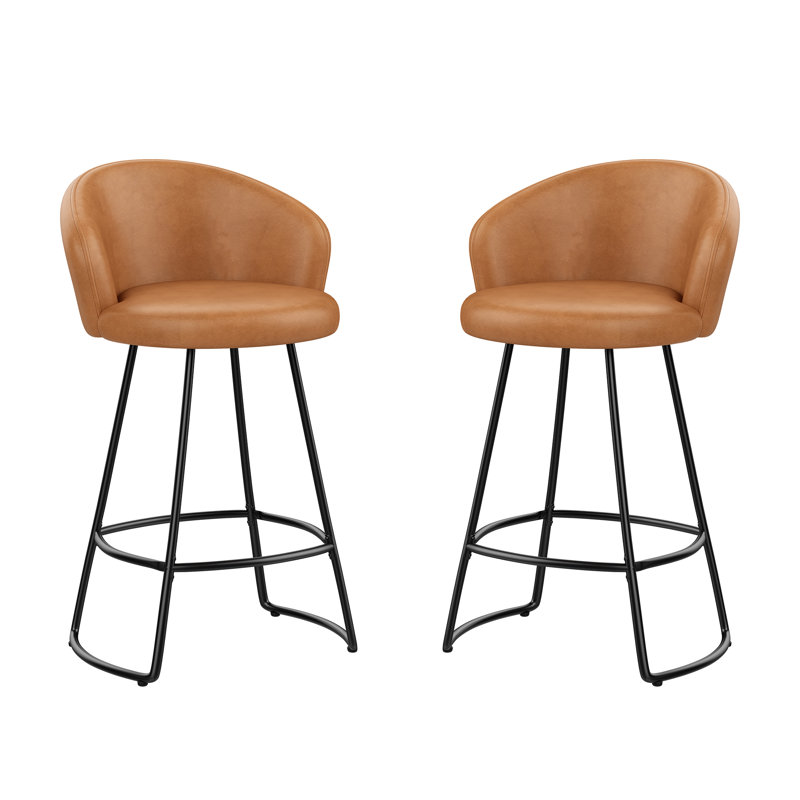 Upholstered Counter Stool With Metal Frame, Counter Stool (26" Seat Height)