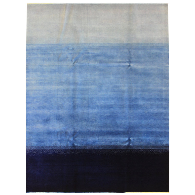 Gabbeh Wool Ombre Area Rug in Blue, Rectangle 6'9" x 9'11"