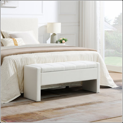 Banc de bout de lit moderne avec rangement, grand tabouret de repose-pieds rembourré, banc de meuble-lavabo de fenêtre confortable pour salon, chambre à coucher, dortoir, table basse