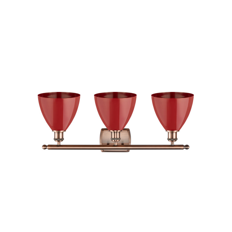 Amylee 3 - Light Dimmable Vanity Light, Red, Antique Copper