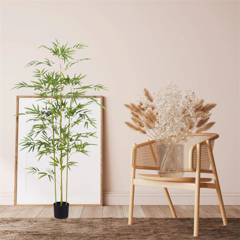 Artificial Bamboo Tree, Artificial Trees In Pot With Lifelike Trunk And Silk Leaves