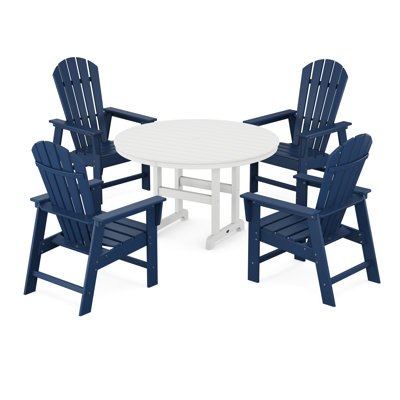 POLYWOOD South Beach 5-Piece Round Farmhouse Dining Set