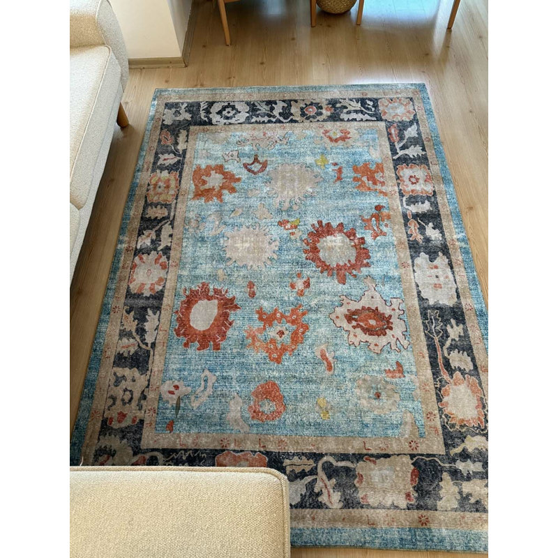 Tapis en coton avec envers antidérapant Lanney, Carré 2 pi 7 po