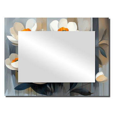 Geometric Bloom Of Ranunculus Flowers II - Floral Wall Mirror Art - Printed On Metal