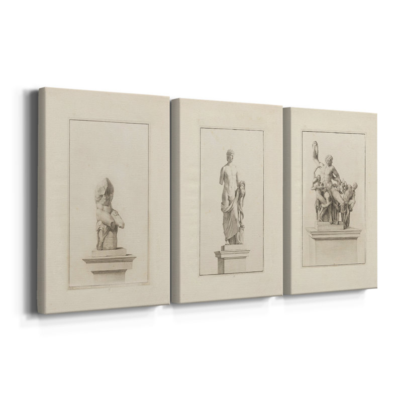 Croquis rétro CV III - Toile tendue avec châssis sur mesure - 3 pièces, H 12 po x l 24 po