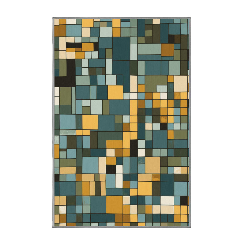 Colored Patchwork Rug, Rectangle 6' x 9'