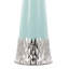 Lampe de table contemporaine en céramique 22 pouces avec corps bleu foncé et argent et abat-jour blanc-1725712214