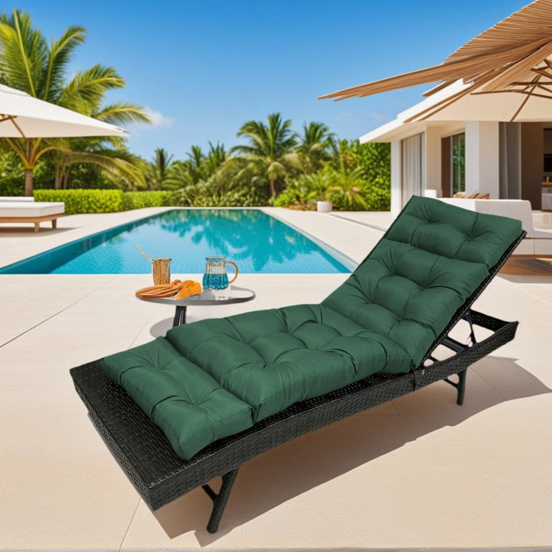 Coussin de chaise longue d'extérieur épaissi, rembourrage en mousse viscoélastique douce, Vert forêt