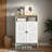 Multi-Functional Mdf Shoe Cabinet With 5-Layer Shelves And Open Storage, White And Natural