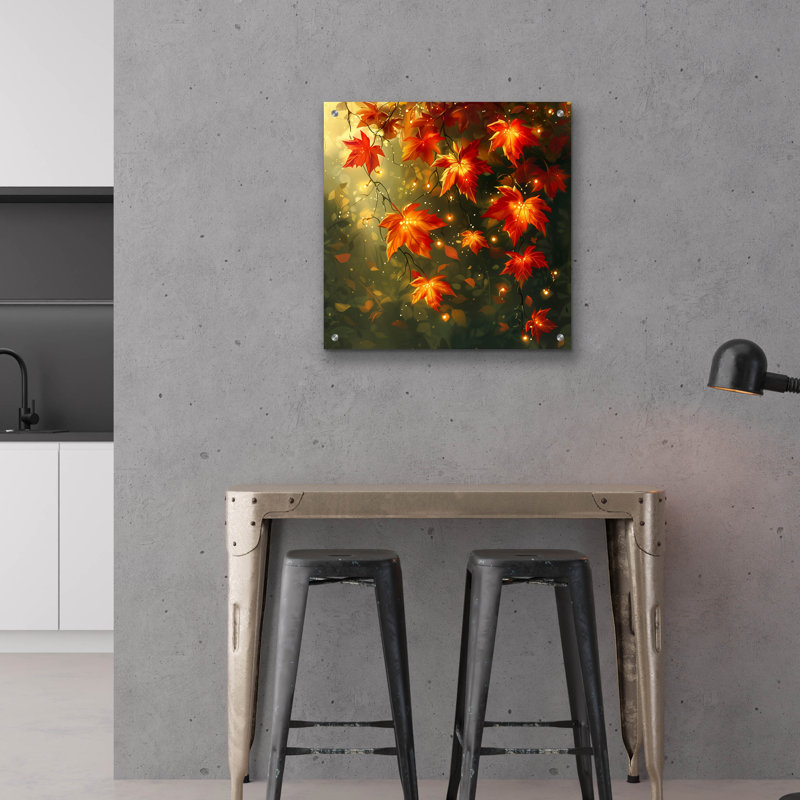 Art mural en verre acrylique 24 po x 24 po «Glow Maple» par r3darch0n Winston Porter, H 24 po x l 24 po x P 0,2 po