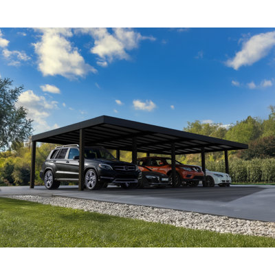 Palram - Canopia Oslo 20' D x 40' W Aluminum Polycarbonate Carport Canopy Black/Gray