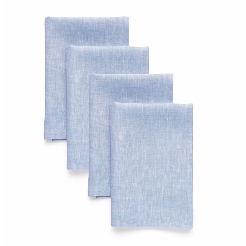 100% Pure Linen Dinner Napkins - Athena, Chambray Blue