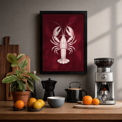 Heraldic Lobster Art Deco - Framed Print