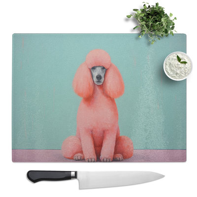 Poodle Minimalism No.2  Glass Chopping Board