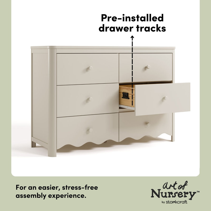 Casablanca 6-Drawer Double Dresser, Frosted Oat
