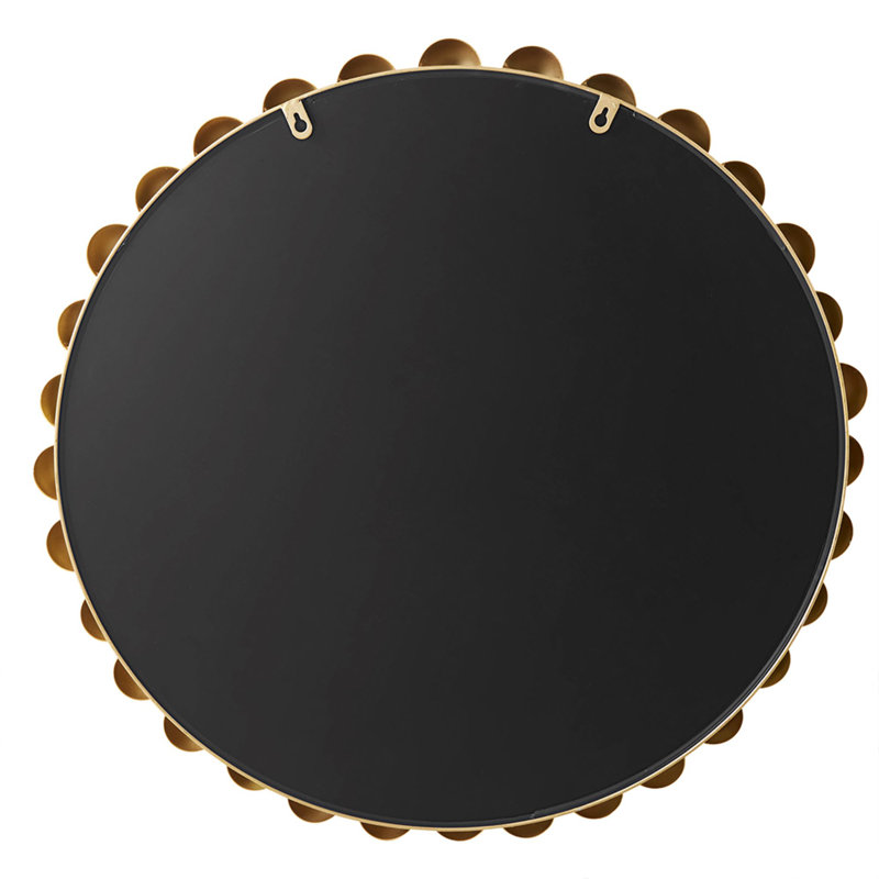36" Round Gold Beaded Metal Wall Mirror