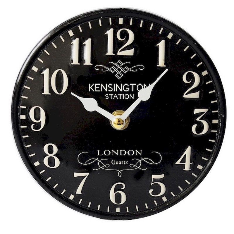 Horloge de table analogique en métal noir / blanc