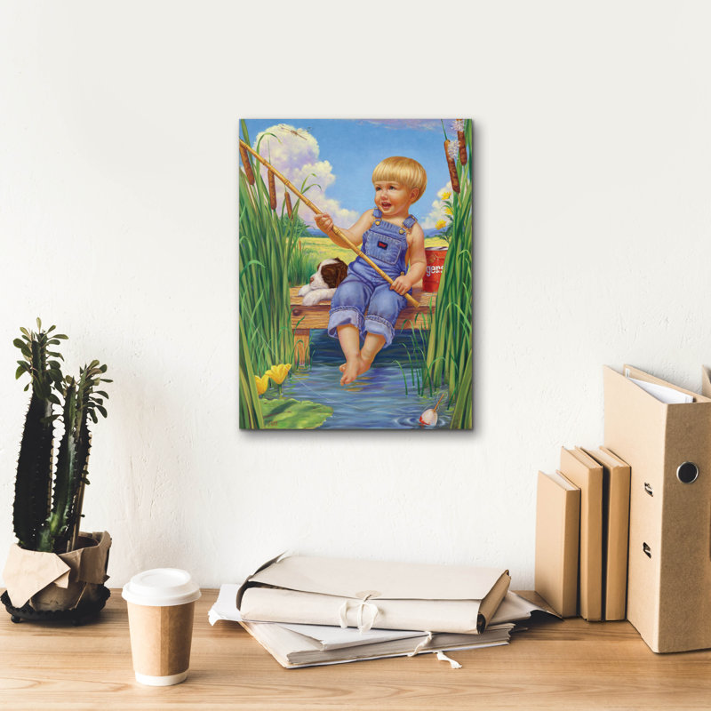 «Fishin» par Christopher Nick, H 16 po x l 12 po x P 0,75 po