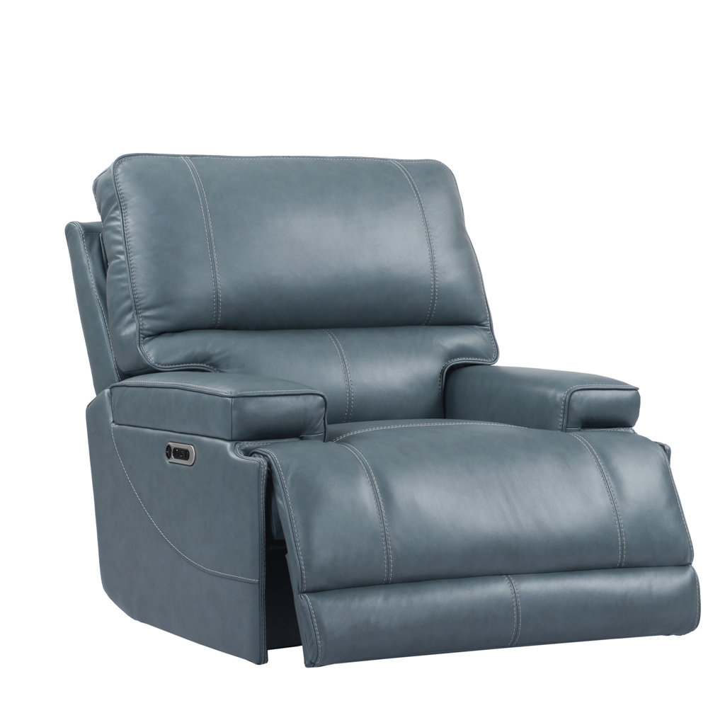 Charnissa 41" Top Grain Leather Power Recliner with Adjustable Headrest - Powered By Freemotion Arms Two Pack Wade Logan® Upholstery 