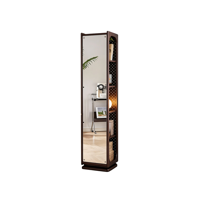 Miroir rectangulaire en verre 66,93 "avec cadre en bois d'hévéa brun et miroir