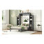 Lit escamotable double pleine grandeur avec tablettes et lumières DEL, gris