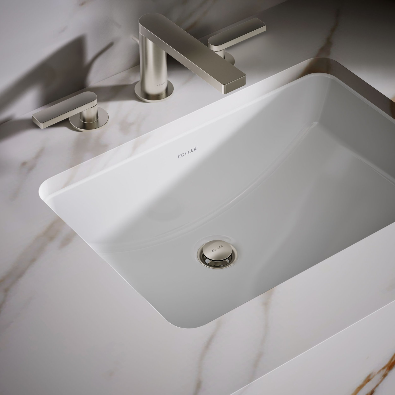 Ladena Finish Vitreous China Rectangular Undermount Bathroom Sink with Overflow, White