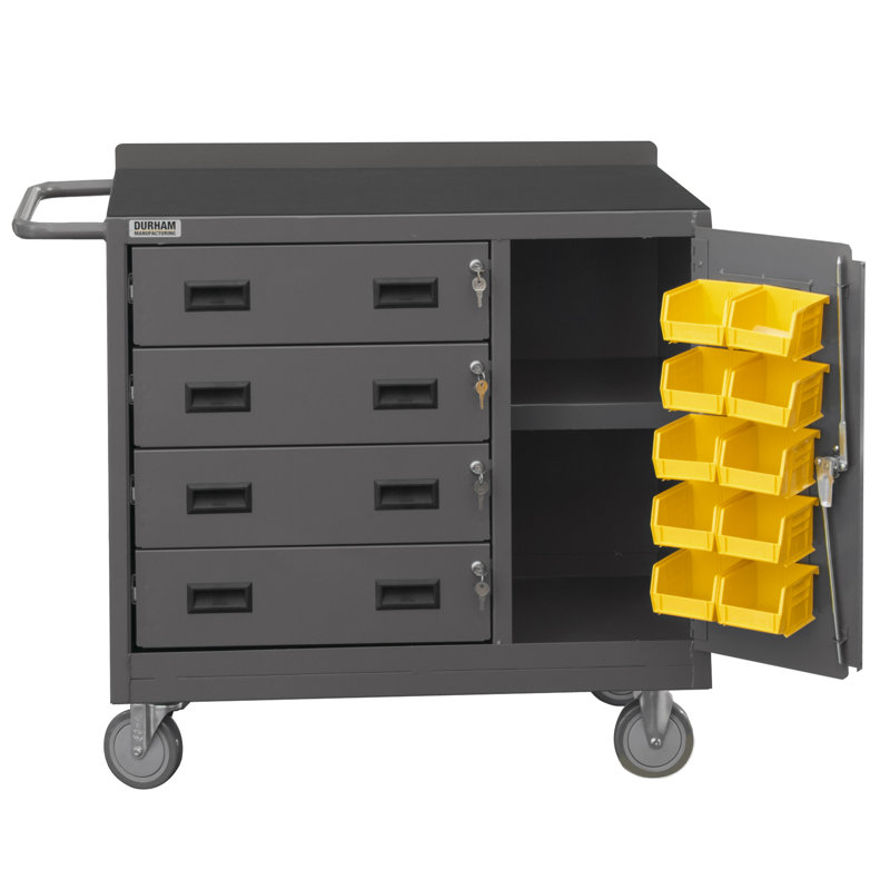 36'' W Steel Top Workbench with Wheels