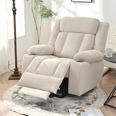 Fauteuil inclinable électrique en velours gris avec repose-pieds allongé Living Room & Home Theatre par FlowLuxe