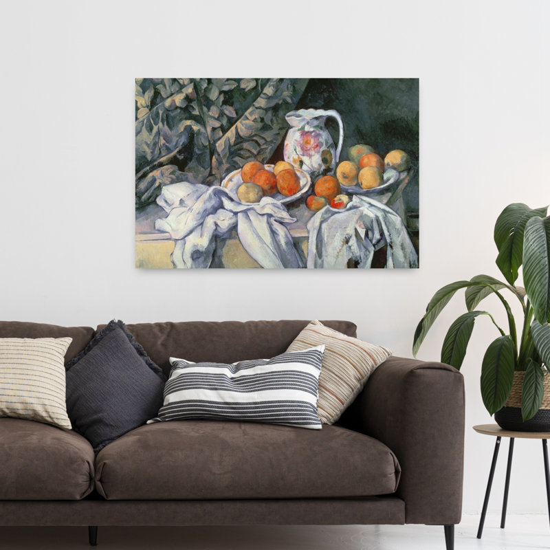 " Still Life With Drapery, C.1899 Abstract Contemporary Wall Art Print " by Paul Cezanne Print, H 32 po x l 48 po
