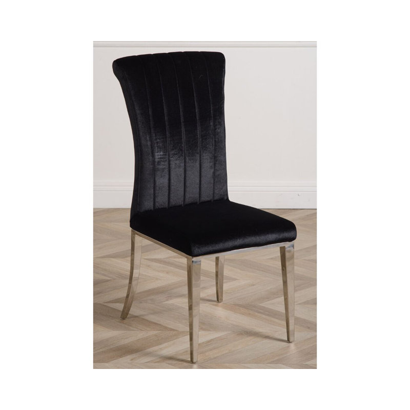 Adaliene 47cm H Velvet Upholstered Upholstered Back Side Chair, Black