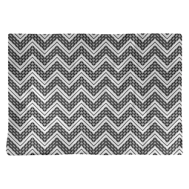 Stephenie Polyester Geometric Rectangle Placemat, Polyester, Black/Gray