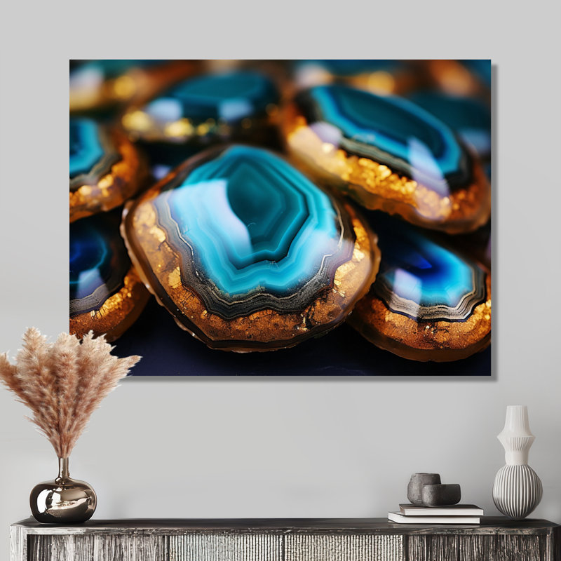 Agate dorée - salon d'art mural en marbre, Toile tendue, H 12 po x l 20 po x P 1 po