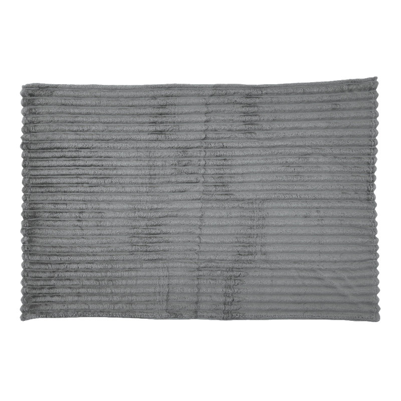 Machine Tufted Throw Blanket, Grey, Striped, 200cm x 180cm