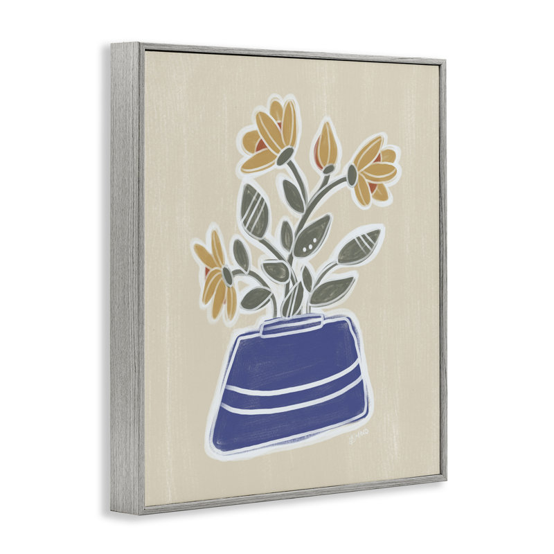 «April Spring Daisy Vase», giclée encadrée, design par Beki Marquardt, H 14 po x l 11 po, Estampe numérique Farmhouse