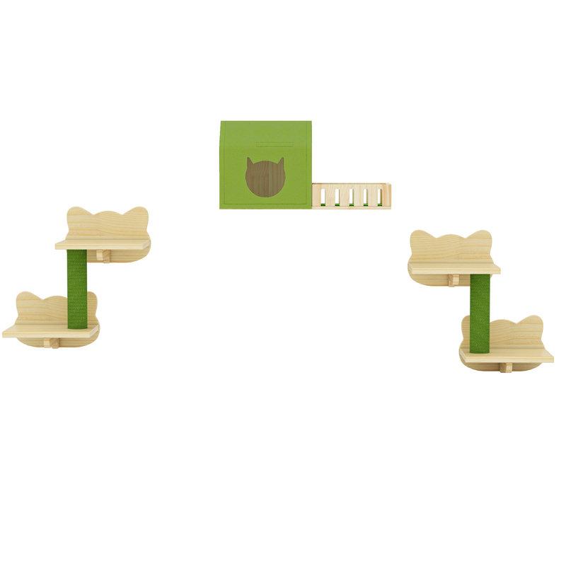  Solid Wood Wall-Mounted Cat Tree Wall Shelf For Large