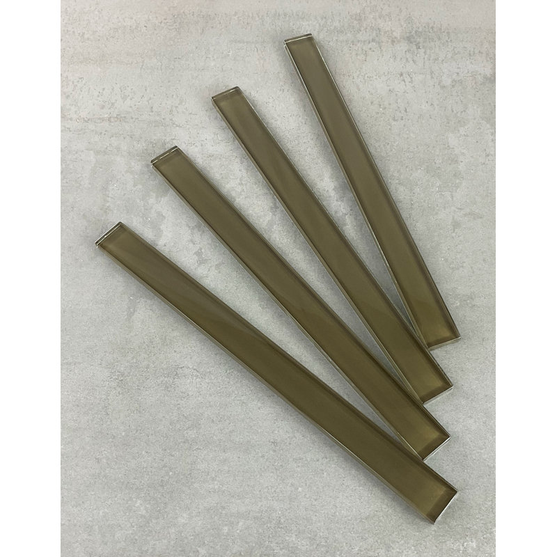11.75'' L x 1'' W Glass Tile Trim, Chocolate
