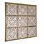 Décoration murale en bois sculpté 9 panneaux Marrakech, art mural en bois de manguier blanc délavé