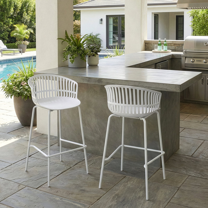 Korrah Counter Stool with Metal Frame, Bar Stool (30” Seat Height), White