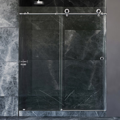  Hugo 56 - 60 x 78" Frameless Sliding Shower Door 3/8" Clear Tempered Glass