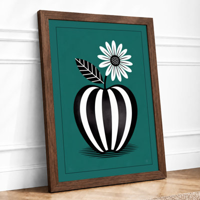 Striped Vase and Botanicals Mid-Century - Framed Print