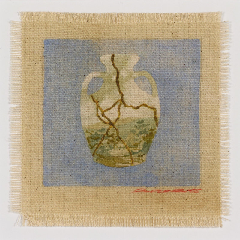Poetic Mend Blue 2 Painting by Laurel-Dawn Latshaw, 32" H x 32" W