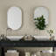 Armoire de salle de bain encastrée ovale 21,06 x 4,47 po - Cadre en métal avec miroir et tablettes réglables, rangement mural blanc 20 x 34 po-357113441-357113442