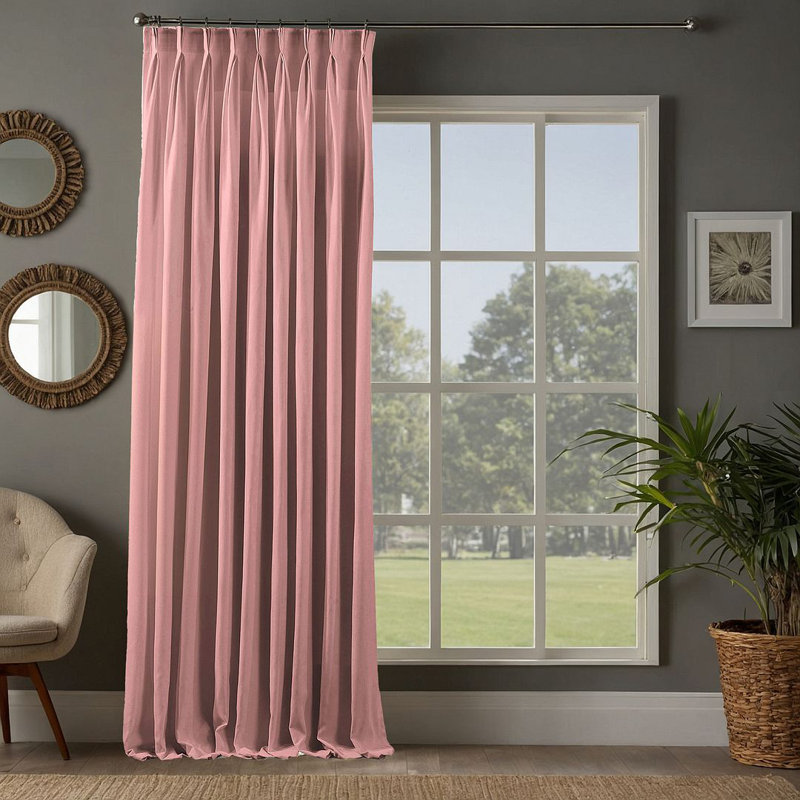 Room Darkening Single Curtain Panel, Rose Pink, 130cm Width x 500cm Drop