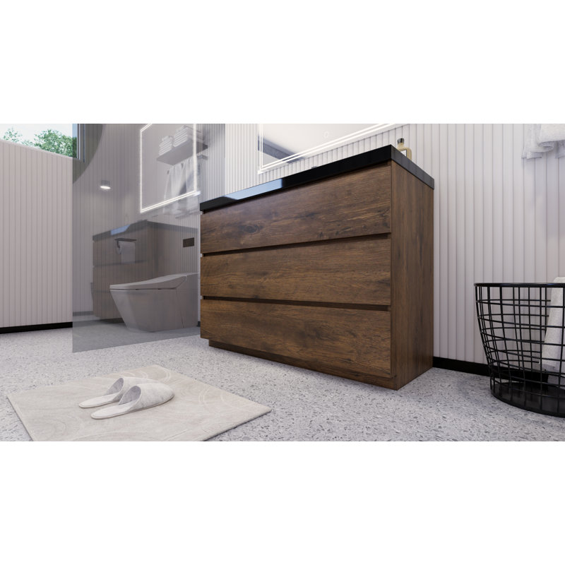 Reyes 47'' Single Bathroom Vanity Base Only, Rosewood